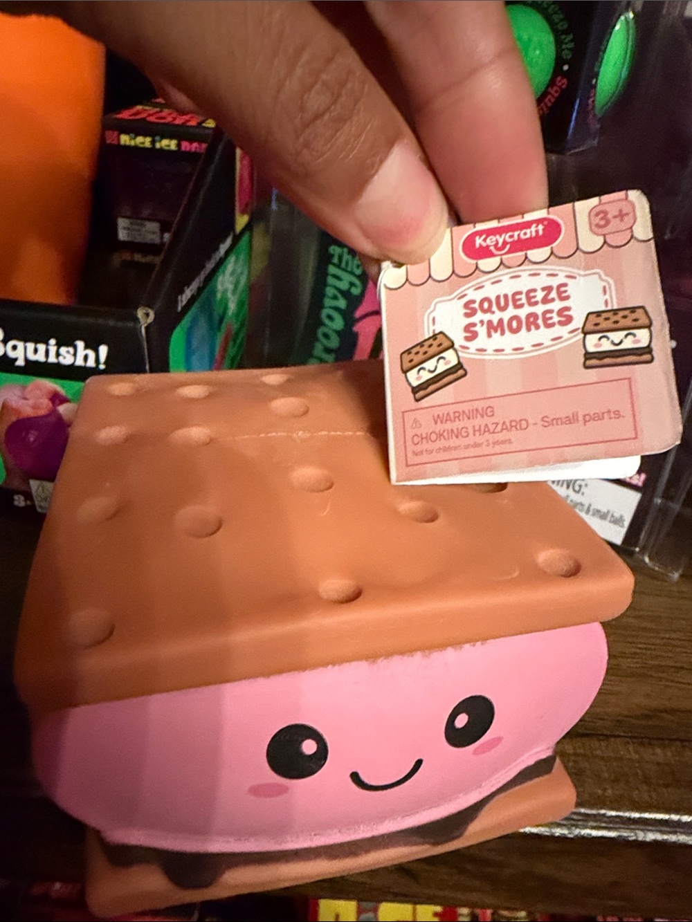 Keycraft Squeeze S'mores Squishy Toy - Pink & Brown